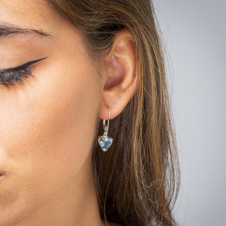 Pendientes Plata Lisa y Circón. 60537 - Joaquín Espaliú